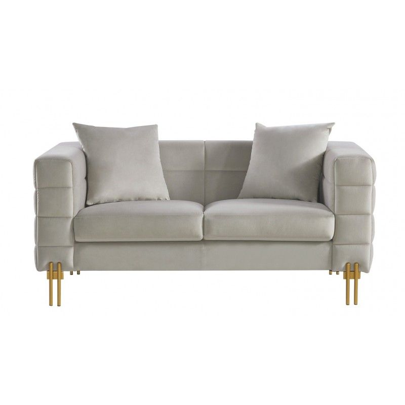 Sofá LARIOS, 2 plazas, tejido velvet gris claro 25