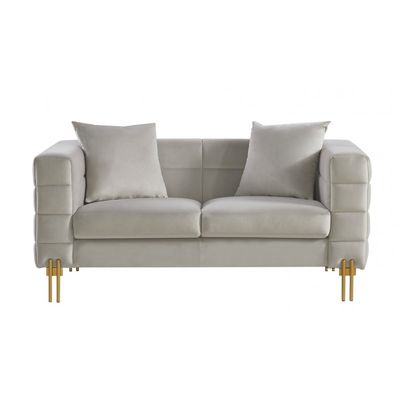 Sofá LARIOS, 2 plazas, tejido velvet gris claro 25