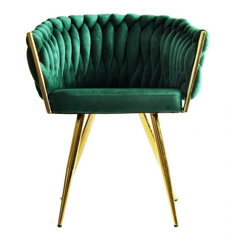 Sillón KING, metal dorado, tapizado velvet verde oscuro 2 sillones