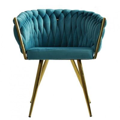 Sillón KING, metal dorado, tapizado velvet turquesa 2 sillones