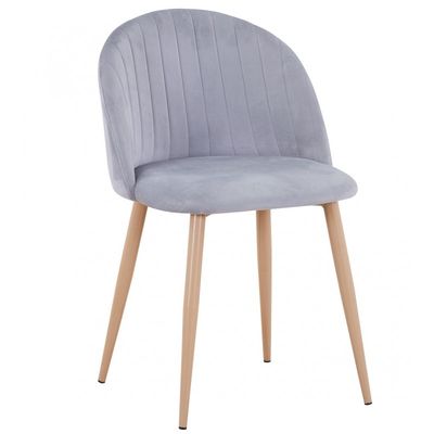 Silla VELVET NEW, patas metálicas, terciopelo gris 19- 4 sillas