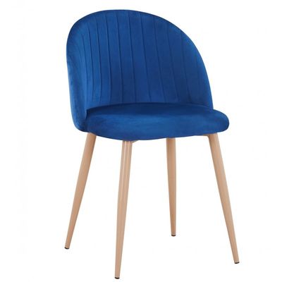 Silla VELVET NEW, patas metálicas, terciopelo azul 64 - 4 sillas