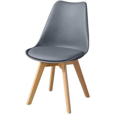 Silla TORRE 4P ( SU ), madera, polipropileno y cojín gris oscuro 4 sillas