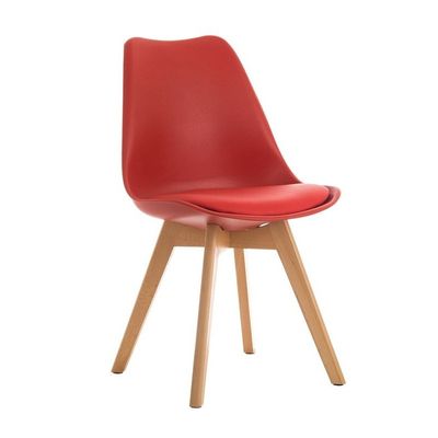 Silla TORRE 4P (SU), madera, polipropileno y cojín rojo 4 sillas