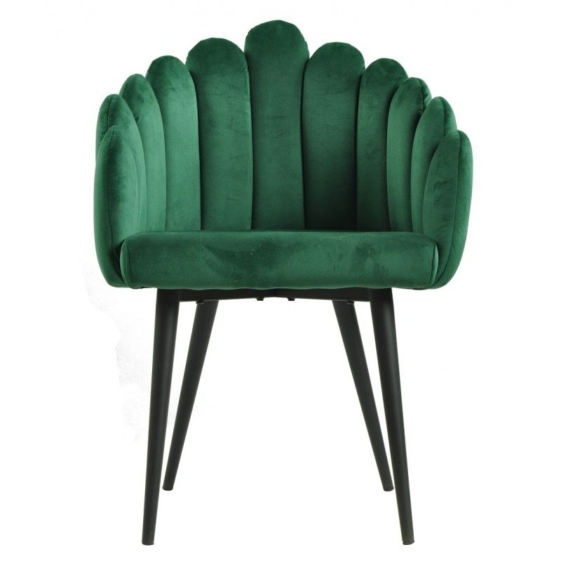 Sillón DEVIN, metal, tapizado velvet verde oscuro 2 unidades