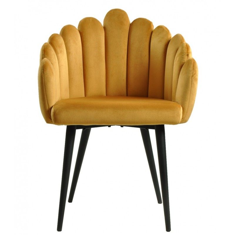 Sillón DEVIN, metal, tapizado velvet amarillo 2 sillones