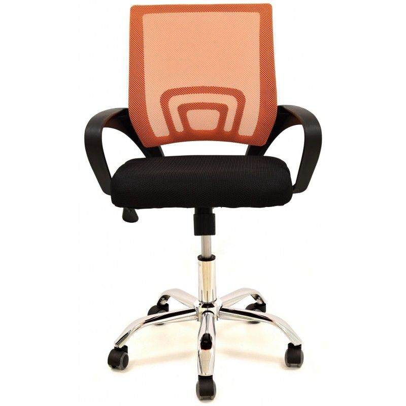Sillón de oficina FISS NEW, negro, gas, basculante, malla naranja, tejido negro