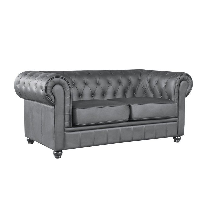 Sofá CHESTER NEW, 2 plazas, similpiel negra