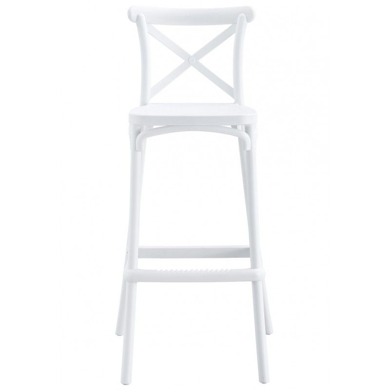 Taburete CORFÚ, tratamiento anti UV, polipropileno blanco 4 taburetes