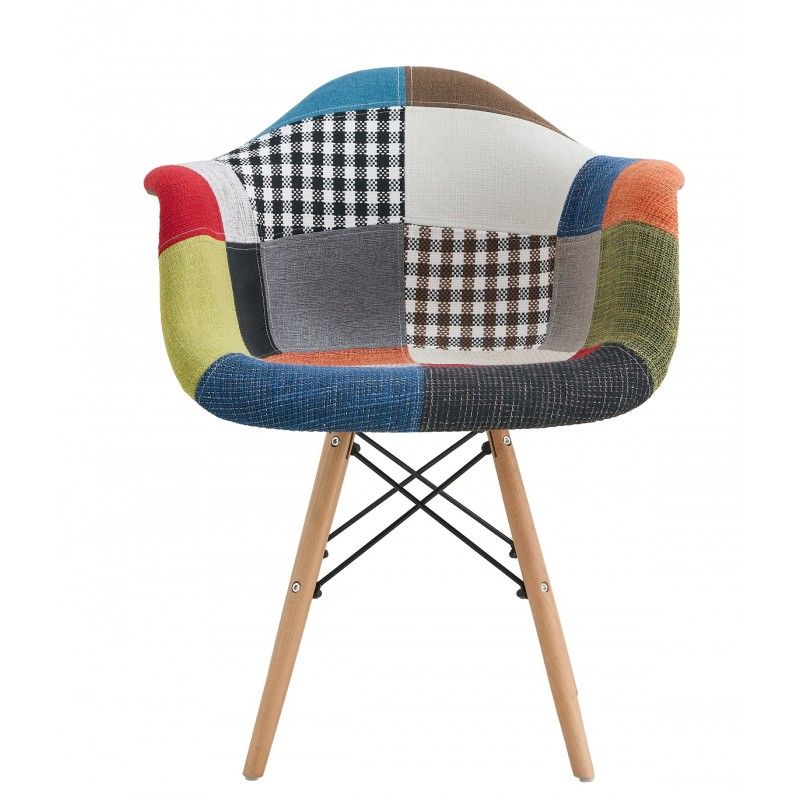 Sillón TOWER PAT22, madera, tejido patchwork color 22 - 4 sillones