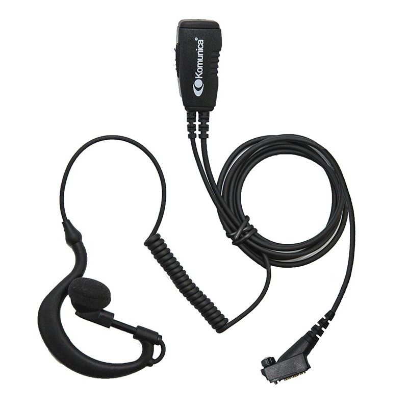 Microauricular Komunica compatible Airbus TPH900 con cable rizado y PTT de solapa. Microauricular Komunica compatible Airbus TPH900 con cable rizado y PTT de solapa.