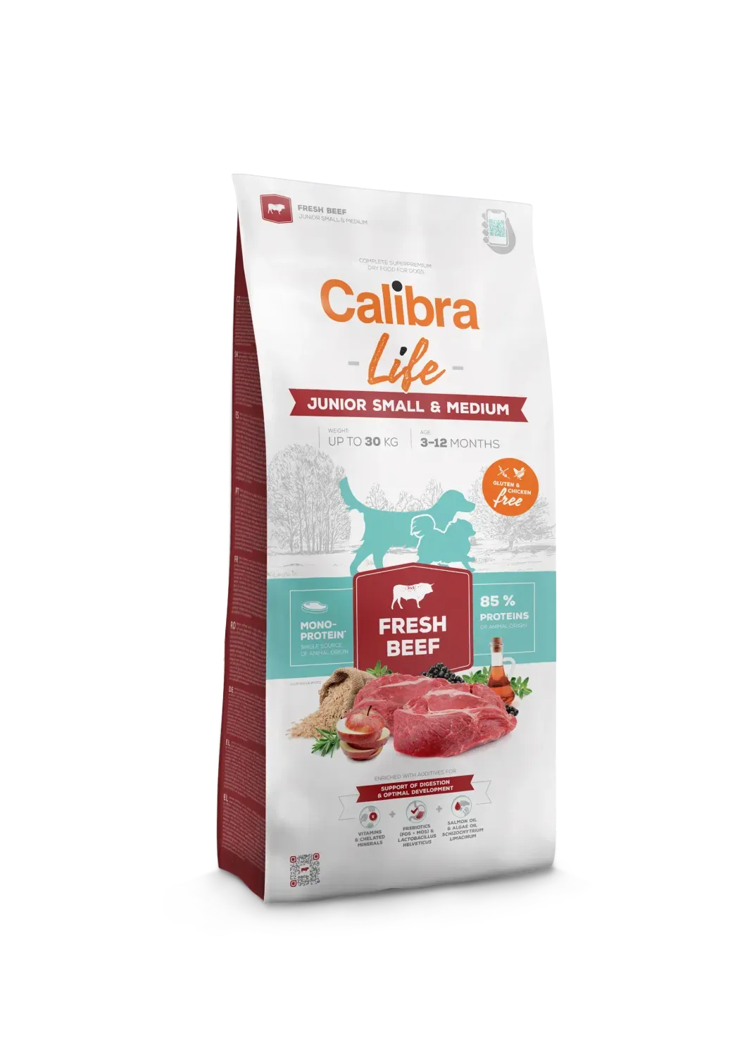 CALIBRA DOG LIFE JUNIOR SMALL & MEDIUM FRESH BEEF 12KG