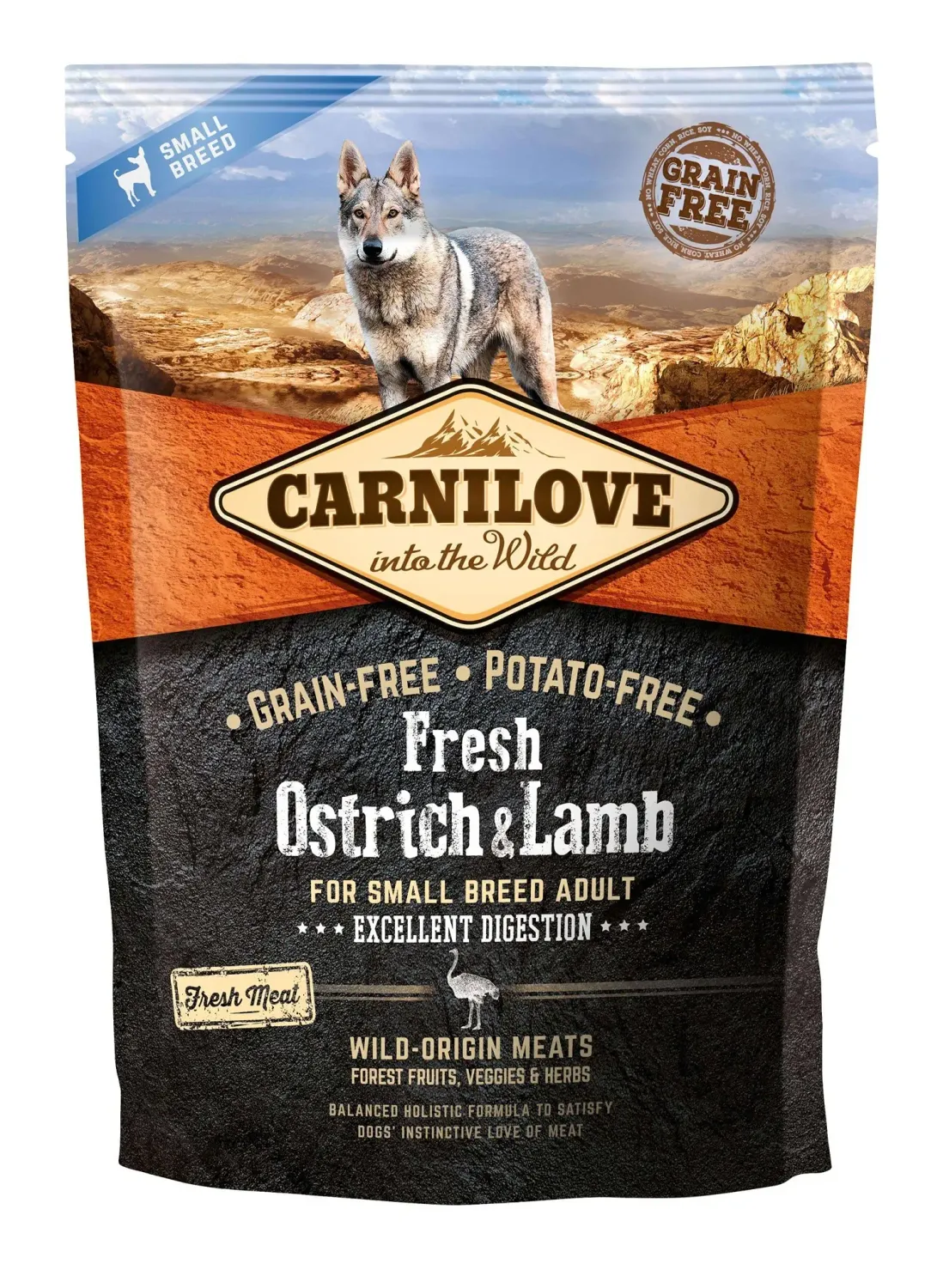 CARNILOVE CANINE ADULT SMALL FRESH AVESTRUZ CORDERO 6KG