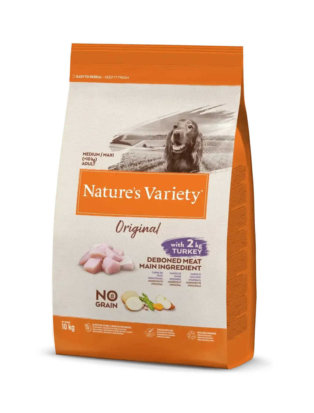 NATURE'S V ORIGINA CANINE ADULT MD/MX PAVO 10KG (NDR)