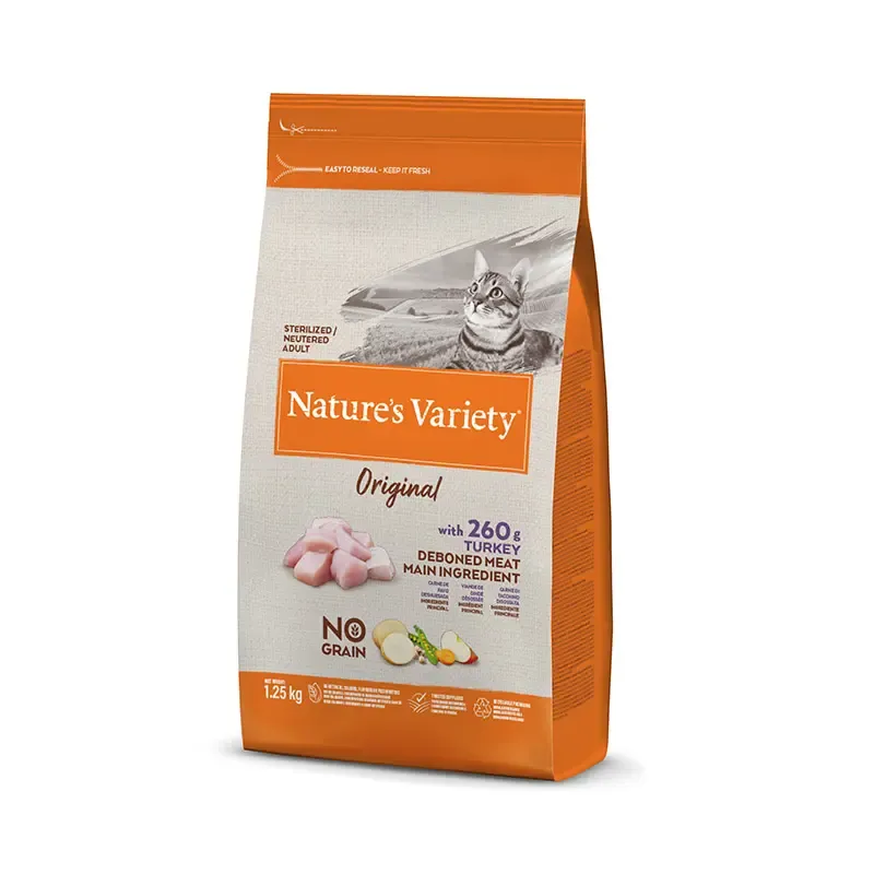 NATURE'S V ORIGIN FELINE ADULT STERIL PAVO 1,25KG (NDR)