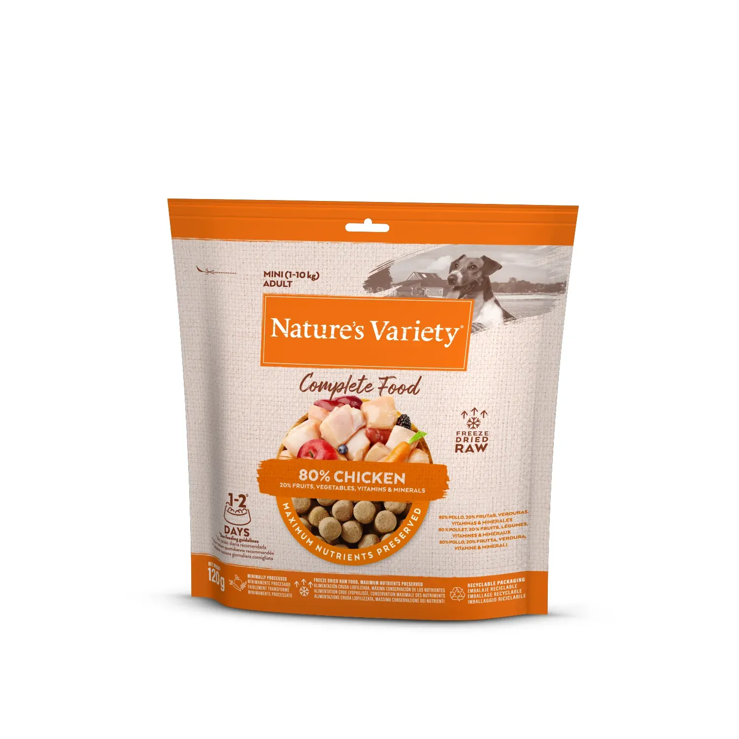 )NATURE'S VARIETY FREEZE DRIED COMP FOOD MINI CHIKEN 7X120G