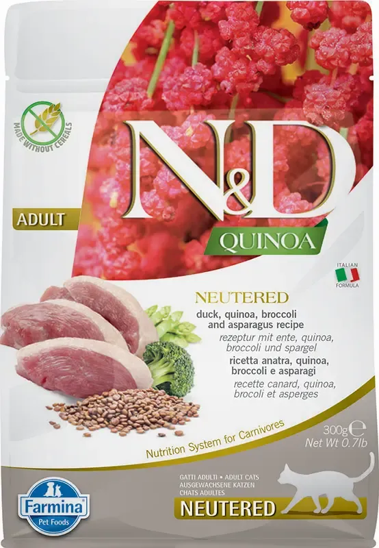 FARMINA ND CAT QUINOA NEUTERED PATO 300GR FARMINA ND CAT QUINOA NEUTERED PATO 300GR