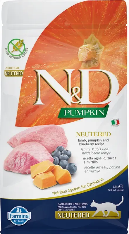 FARMINA ND CAT PUMPKIN NEUTERED CORDERO ARANDANO 1,5KG