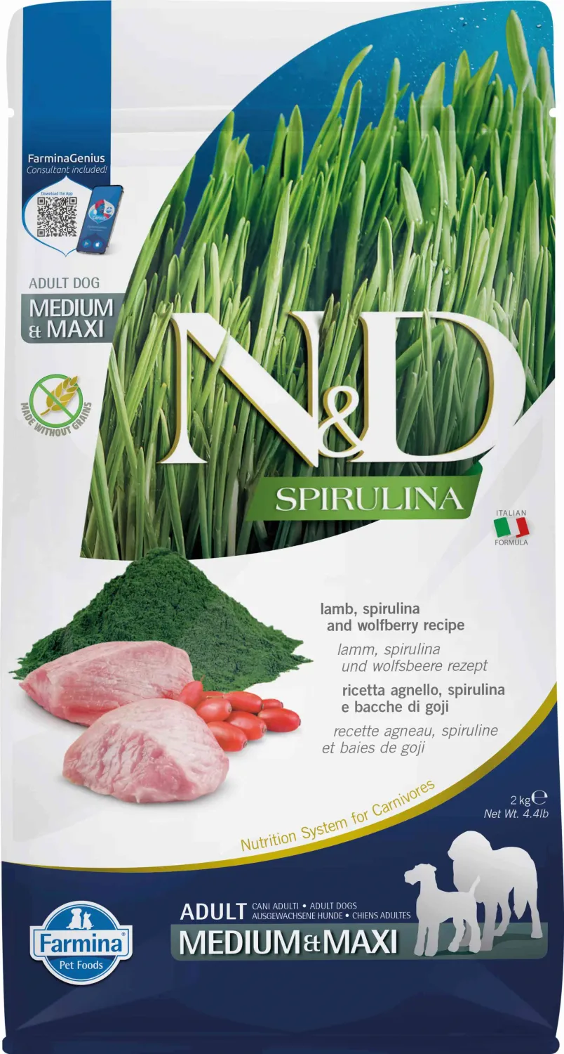 FARMINA ND DOG SPIRULINA MEDIUM MAXI CORDERO 2KG