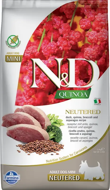 FARMINA ND DOG QUINOA NEUTERED PATO MINI 2,5KG FARMINA ND DOG QUINOA NEUTERED PATO MINI 2,5KG