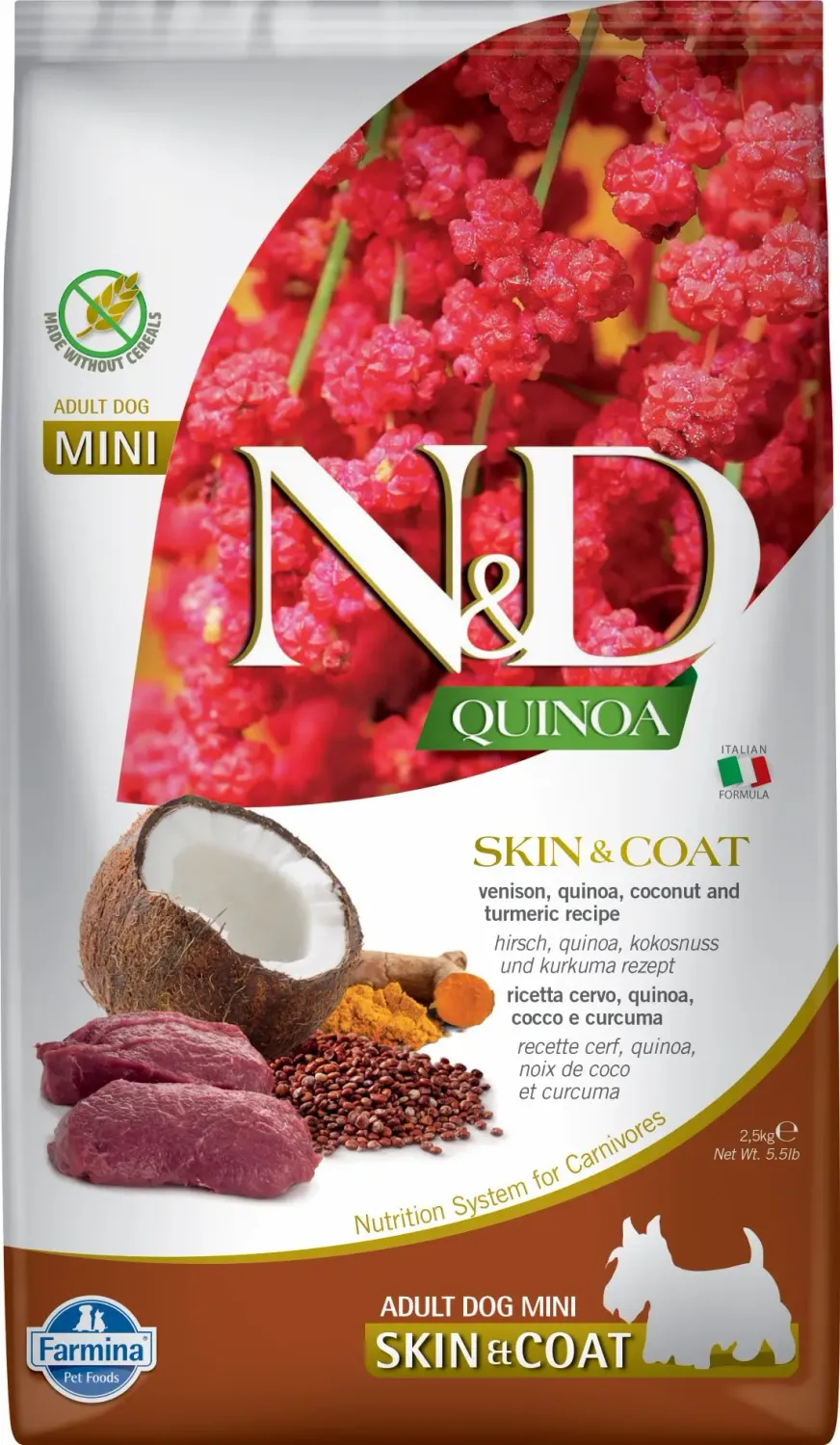FARMINA ND DOG QUINOA SKIN COAT VENADO MINI 2,5KG FARMINA ND DOG QUINOA SKIN COAT VENADO MINI 2,5KG