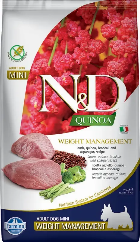 FARMINA ND DOG QUINOA WEIGHT MANAGEMENT CORDERO MINI 2,5KG