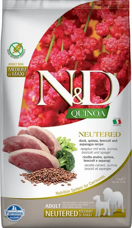FARMINA ND DOG QUINOA NEUTERED PATO MEDIUM MAXI 2,5KG