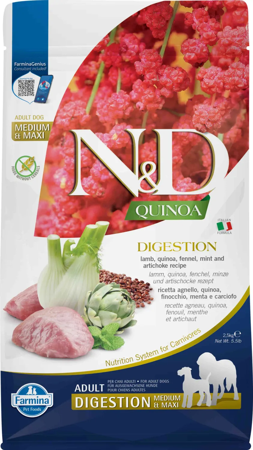 FARMINA ND DOG QUINOA DIGESTION CORDERO MED MAXI 2,5KG FARMINA ND DOG QUINOA DIGESTION CORDERO MED MAXI 2,5KG