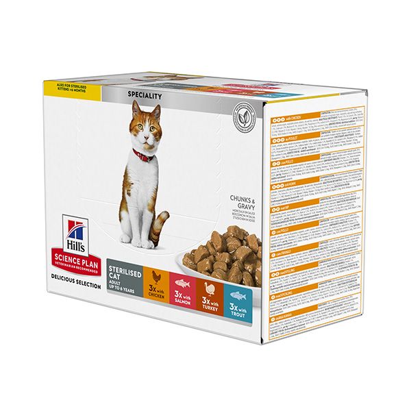 SP FELINE STERILISED POLLO&SALM&PAVO&TRUCHA 12X85G