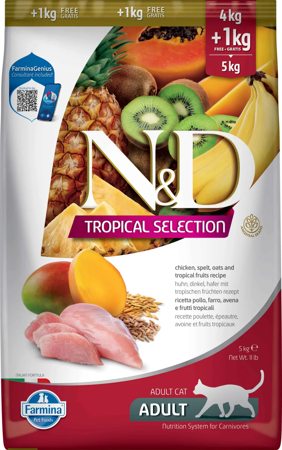 FARMINA ND CAT TROPICAL SELECTION POLLO 4+1KG