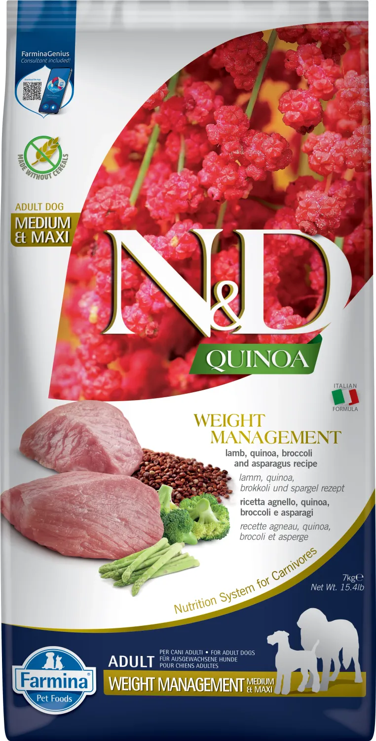 FARMINA ND DOG QUINOA WEIGHT MANAGEMENT CORDERO MED&MAX 7KG FARMINA ND DOG QUINOA WEIGHT MANAGEMENT CORDERO MED&MAX 7KG