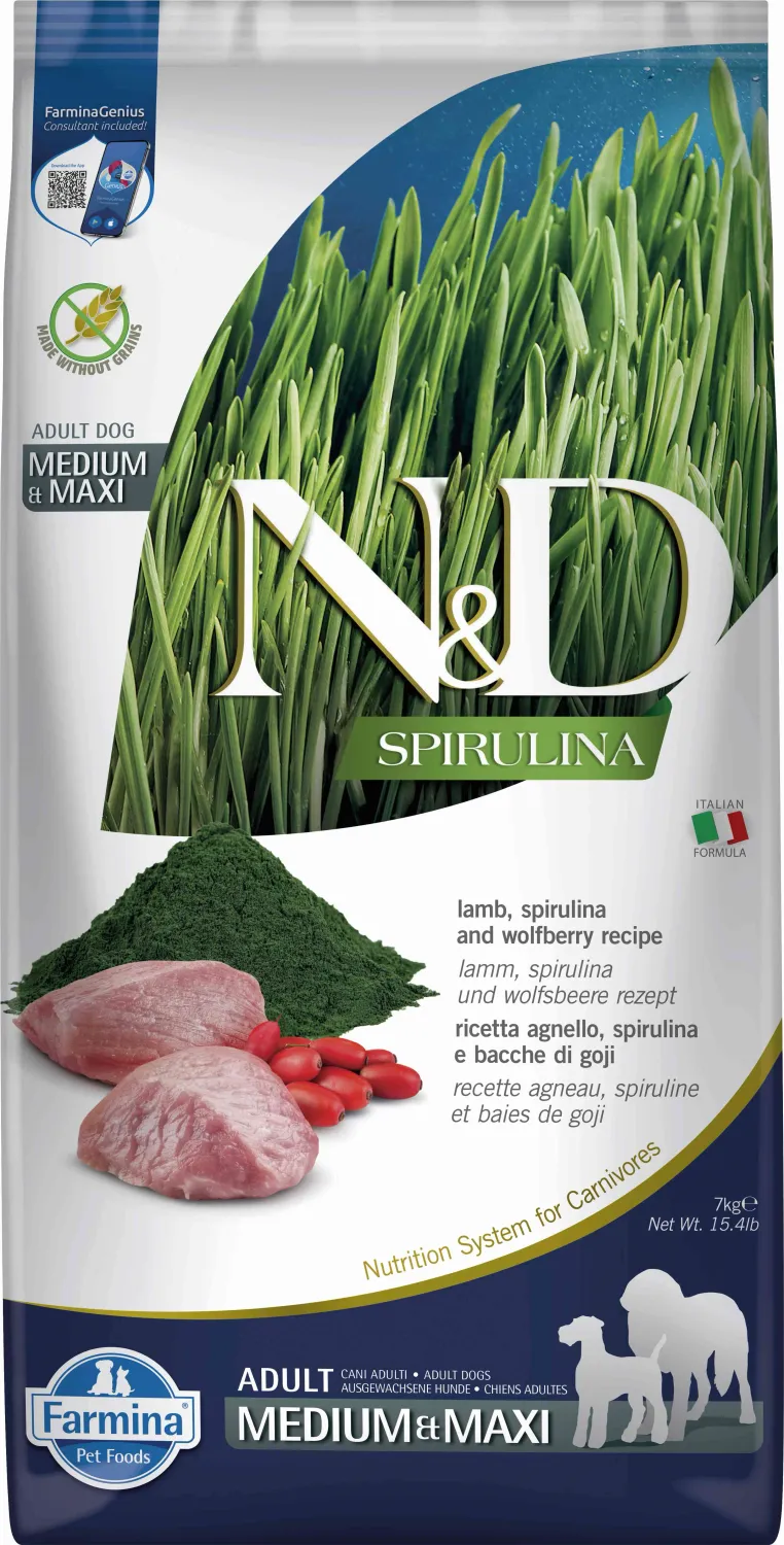 FARMINA ND DOG SPIRULINA MEDIUM MAXI CORDERO 7KG