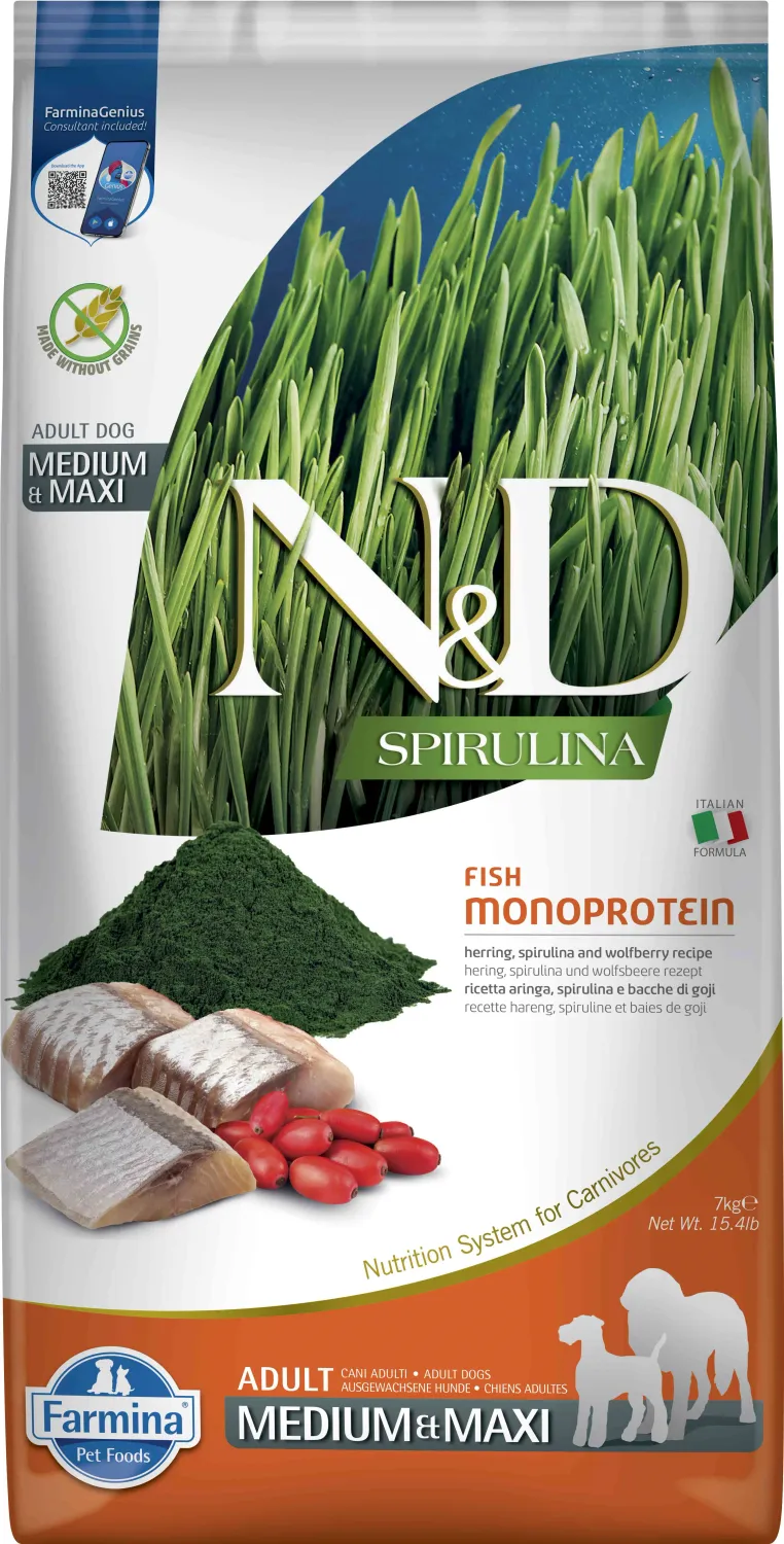 FARMINA ND DOG SPIRULINA MEDIUM MAXI ARENQUE 7KG