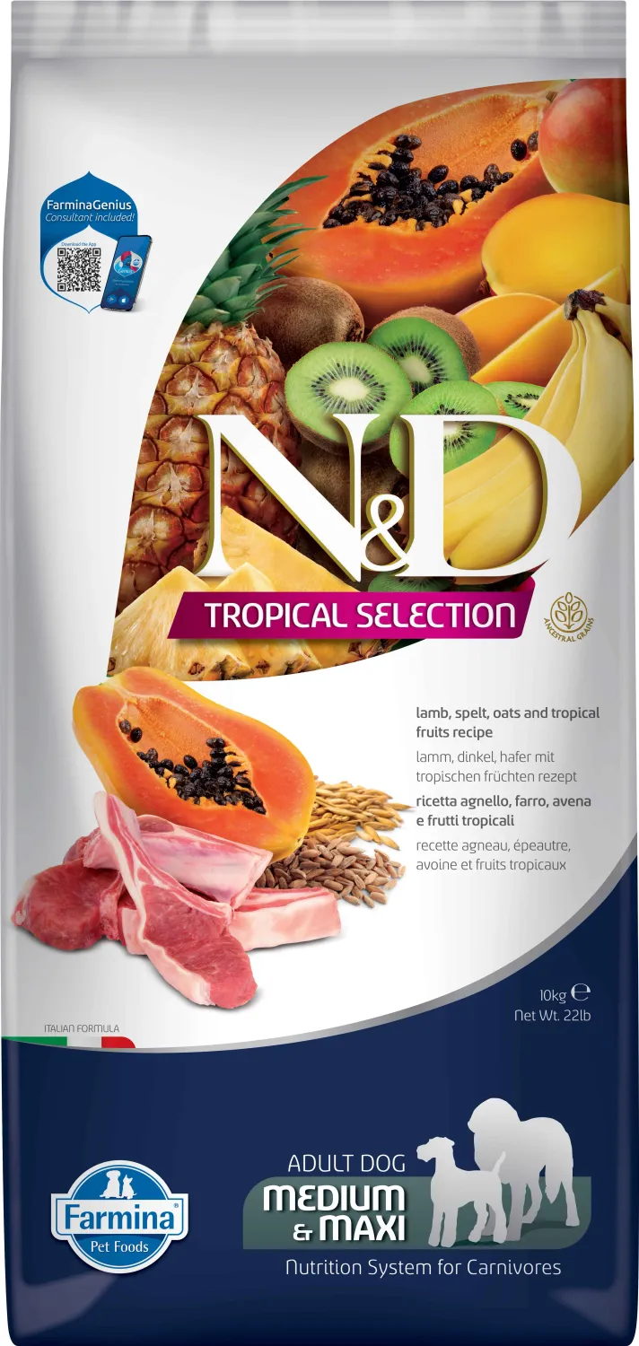 FARMINA ND DOG TROPICAL SELECTION MED MAXI CORDERO 10KG