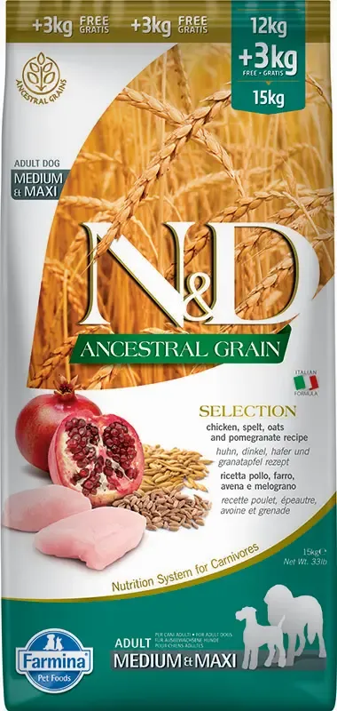 FARMINA ND DOG SELECTION ANCESTRAL MED MAXI POLLO 12+3KG