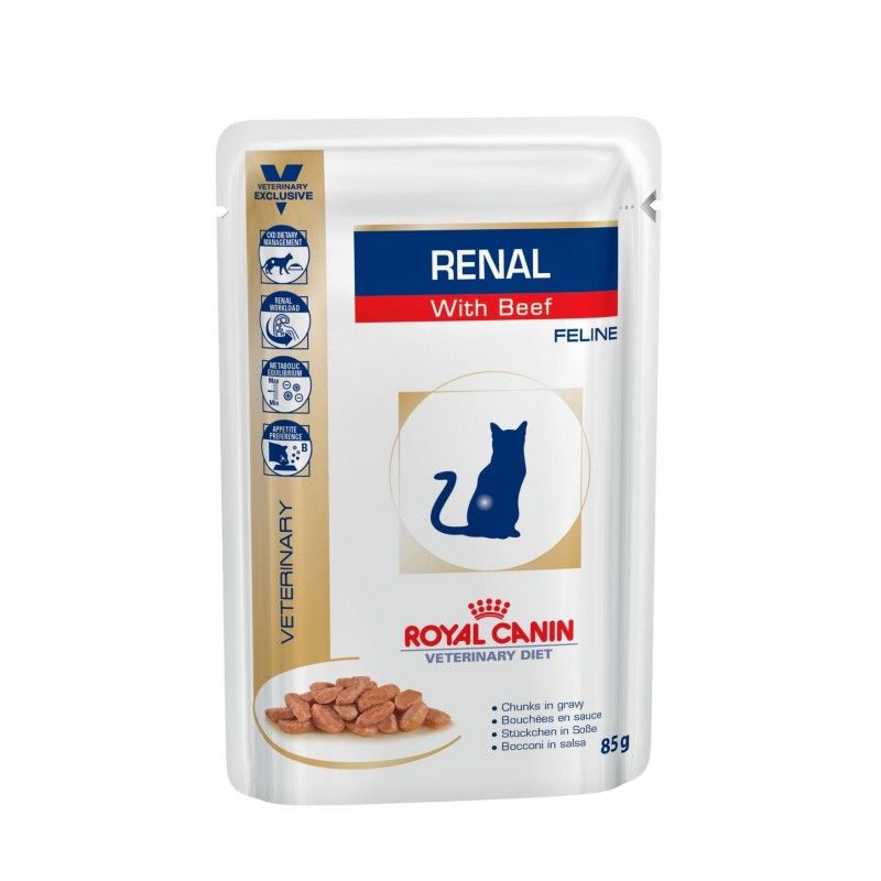 ROYAL CANIN FELINE RENAL BEEF 12X85G SOBRES