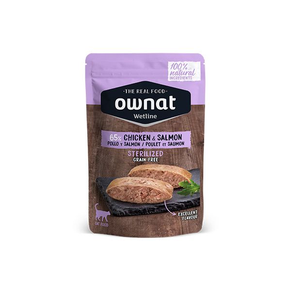 OWNAT GATO WETLINE STERILIZED CHIKEN&SALMON 12X85G