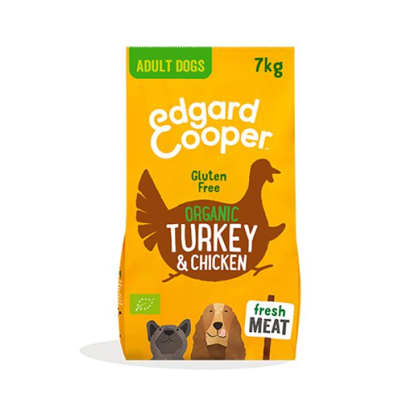 EDGARD & COOPER  CANINE ADULT BIO ORGANIC PAVO Y POLLO 7KG