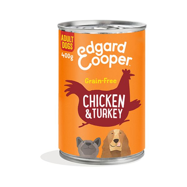 EDGARD & COOPER CANINE ADULT POLLO Y PAVO LATA 6X400G