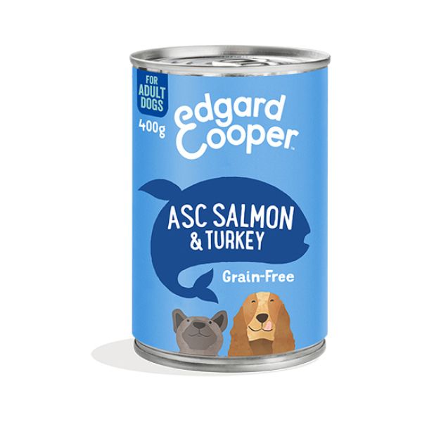 EDGARD & COOPER CANINE ADULT SALMON Y PAVO LATA 6X400G