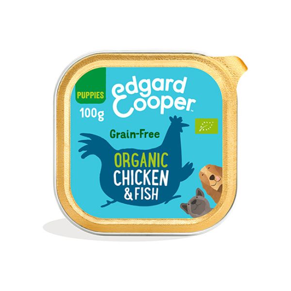 EDGARD & COOPER CANINE PUPPY BIO ORGANIC POLLO/PESCADO 17X100G