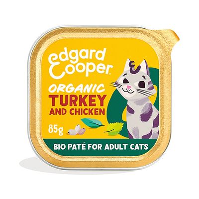 EDGARD & COOPER FELINE ADULT PATE ORGANIC PAVO TARRINA 16X85G