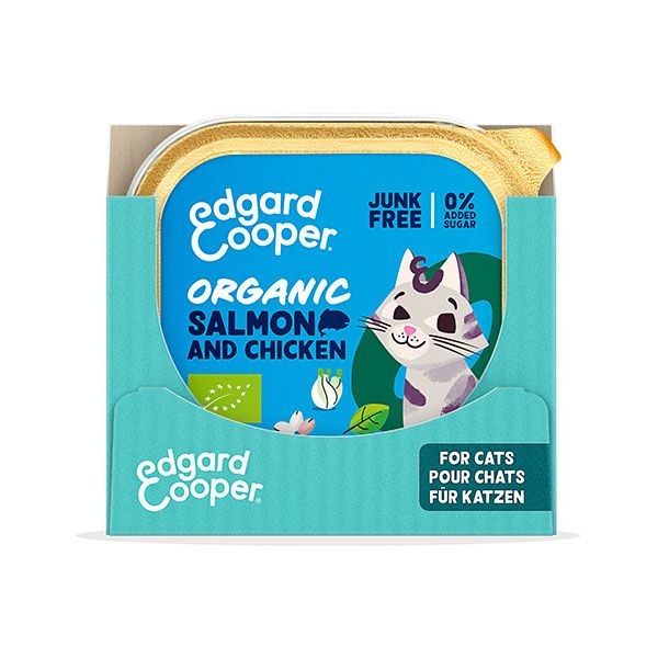 EDGARD & COOPER  FELINE ADULT PATE ORGANIC SALMON TARRINA 16X85G