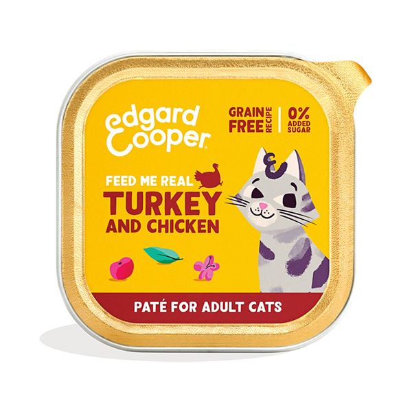 EDGARD & COOPER  FELINE ADULT PATE PAVO Y POLLO TARRINA 16X85G