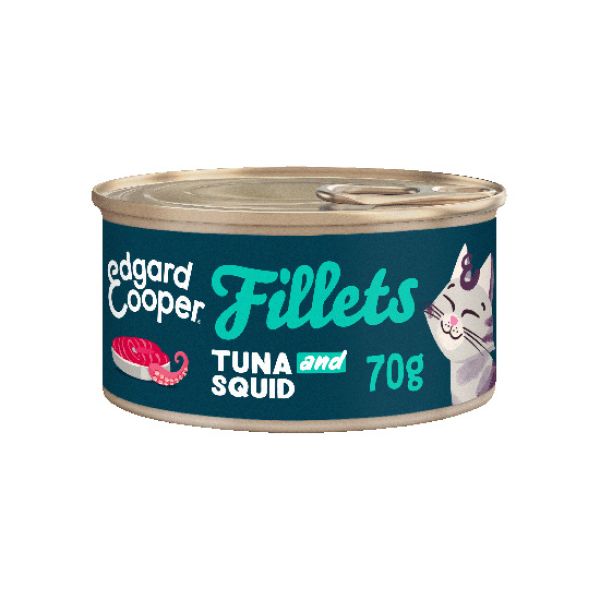EDGARD & COOPER FELINE FILETES ATUN Y CALAMARES LATA 24X70G