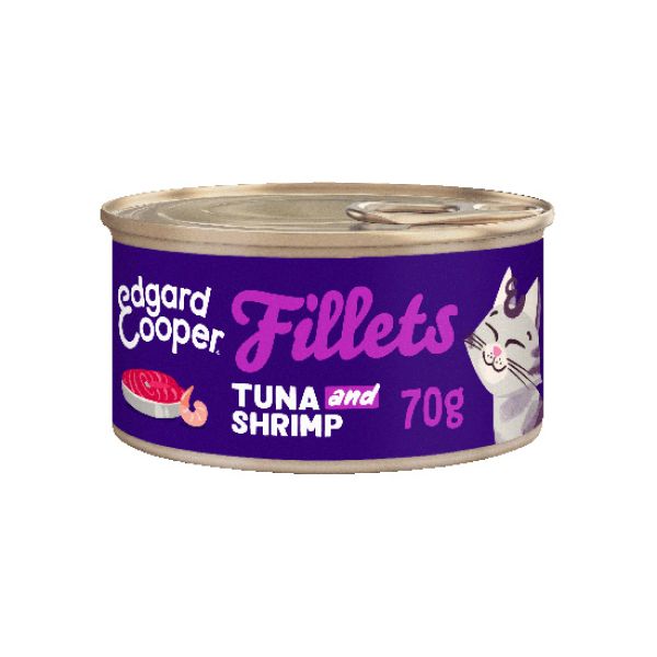 EDGARD & COOPER FELINE FILETES ATUN Y GAMBAS LATA 24X70G
