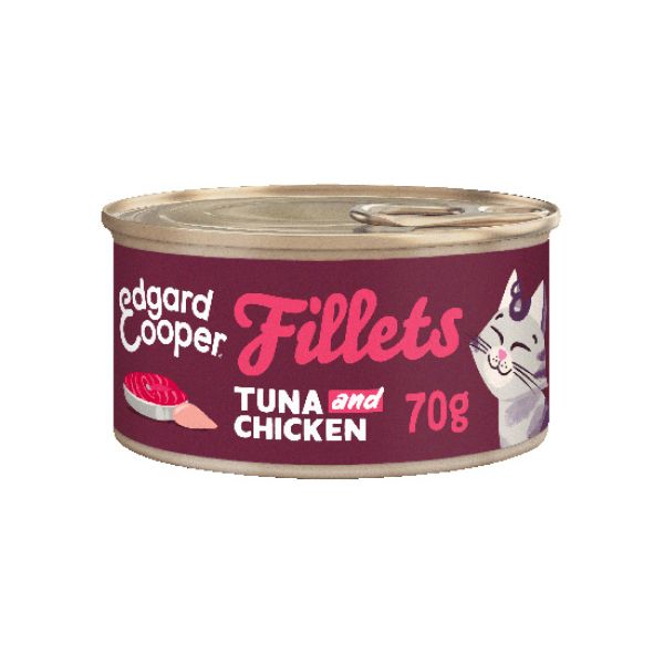EDGARD & COOPER  FELINE FILETES ATUN Y POLLO LATA 24X70G