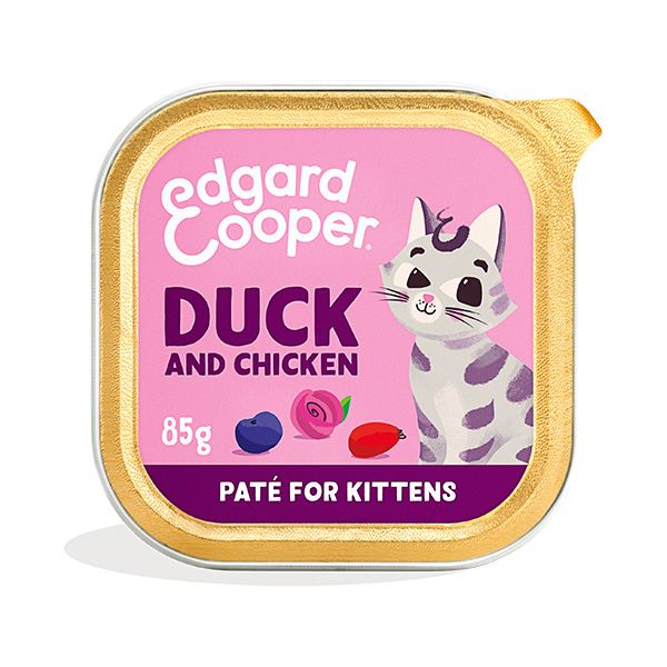 EDGARD & COOPER FELINE KITTEN PATE POLLO Y PATO TARRINA 16X85G