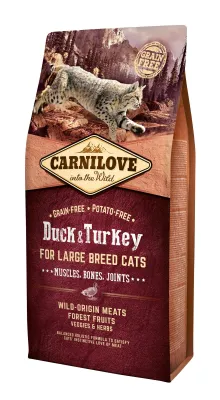 CARNILOVE FELINE ADULT LARGE PATO PAVO 6KG