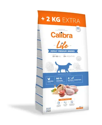 CALIBRA DOG LIFE ADULT MEDIUM BREED POLLO 12KG+2KG ç